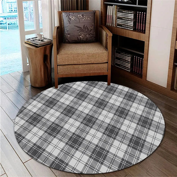 Douglas Grey Modern Tartan Classic Round Carpet