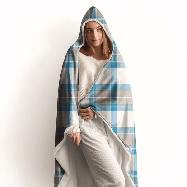 Stewart Muted Blue Tartan Classic Hooded Blanket