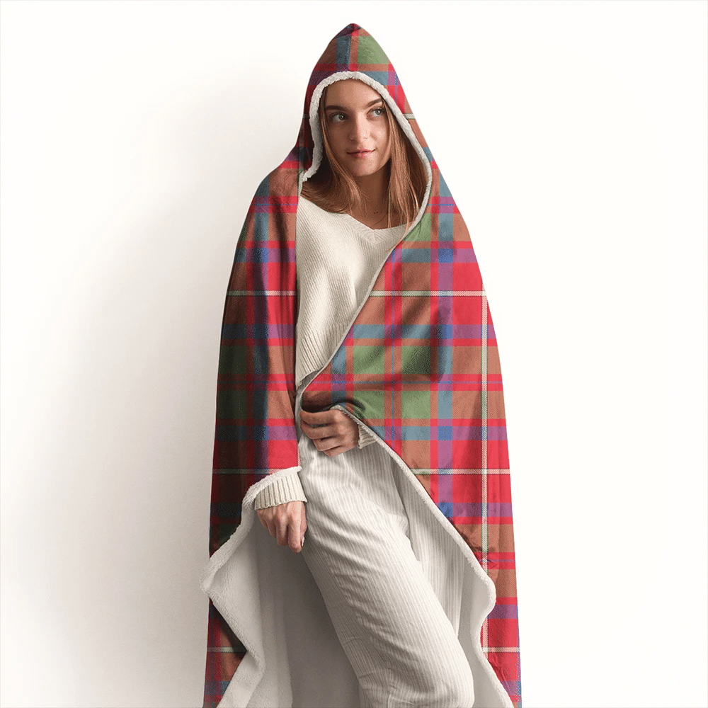 Shaw Red Modern Tartan Classic Hooded Blanket