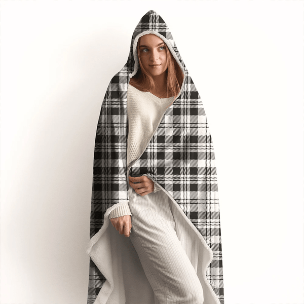 Scott Black & White Modern Tartan Classic Hooded Blanket