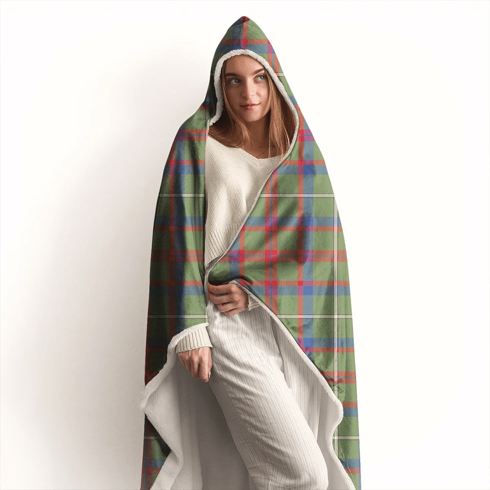 Shaw Green Modern Tartan Classic Hooded Blanket