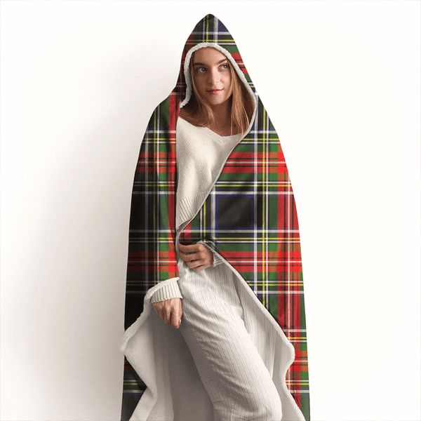 Stewart Black Tartan Classic Hooded Blanket