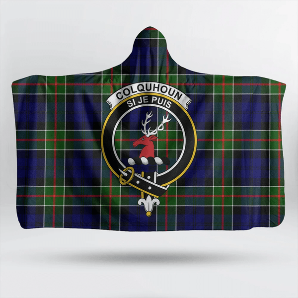 Colquhoun Modern Tartan Classic Crest Hooded Blanket