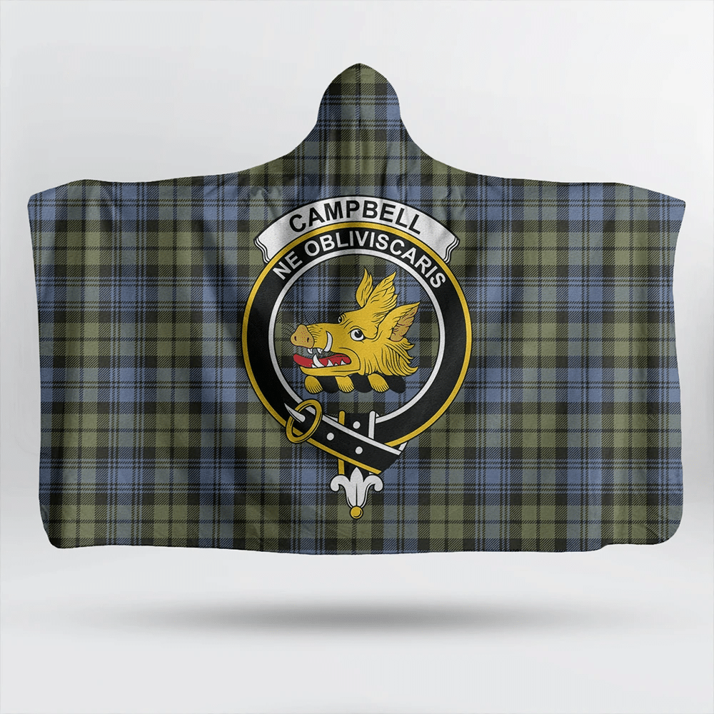 Campbell Faded Tartan Classic Crest Hooded Blanket