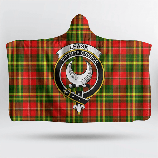 Leask Tartan Classic Crest Hooded Blanket