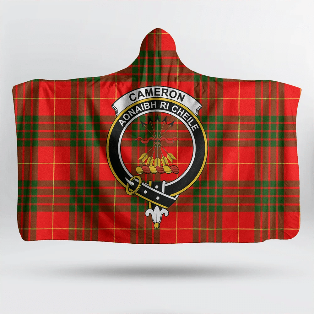 Cameron Modern Tartan Classic Crest Hooded Blanket