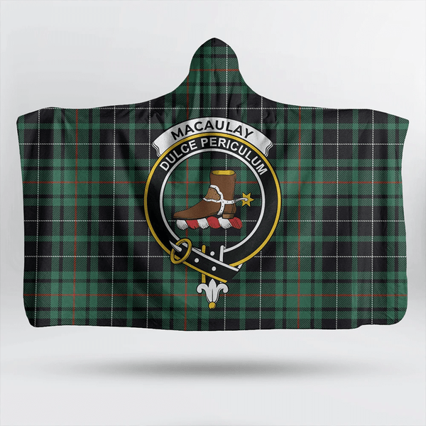 MacAulay Hunting Ancient Tartan Classic Crest Hooded Blanket