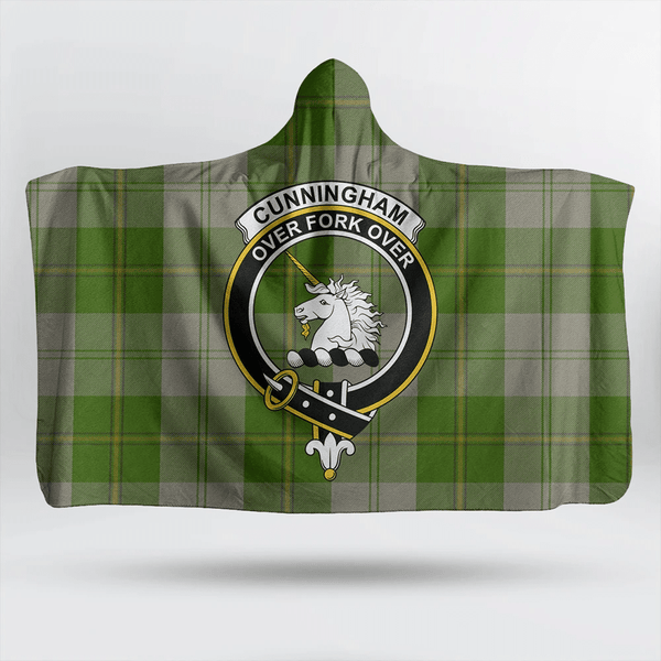 Cunningham Dress Green Dancers Tartan Classic Crest Hooded Blanket