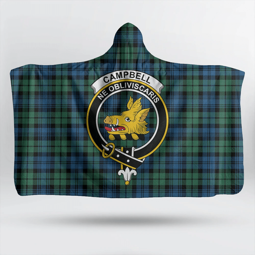 Campbell Ancient 02 Tartan Classic Crest Hooded Blanket