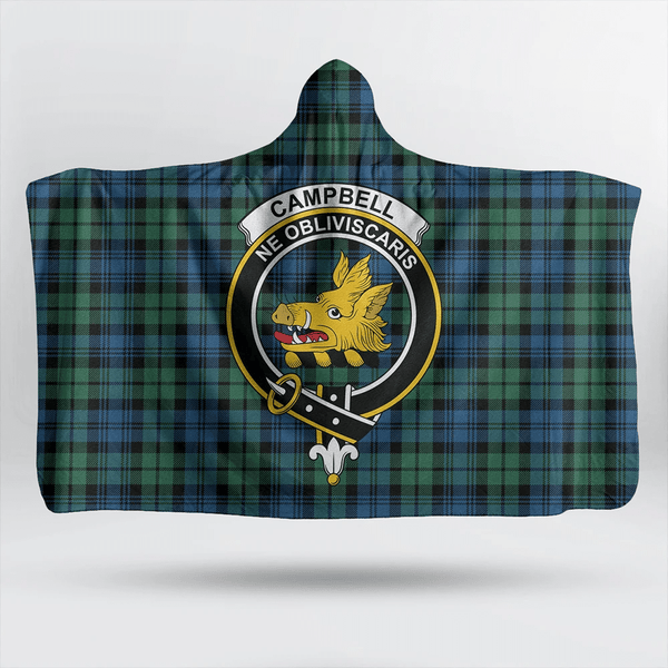 Campbell Ancient 02 Tartan Classic Crest Hooded Blanket