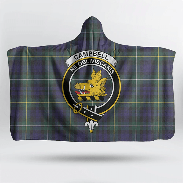 Campbell Argyll Modern Tartan Classic Crest Hooded Blanket