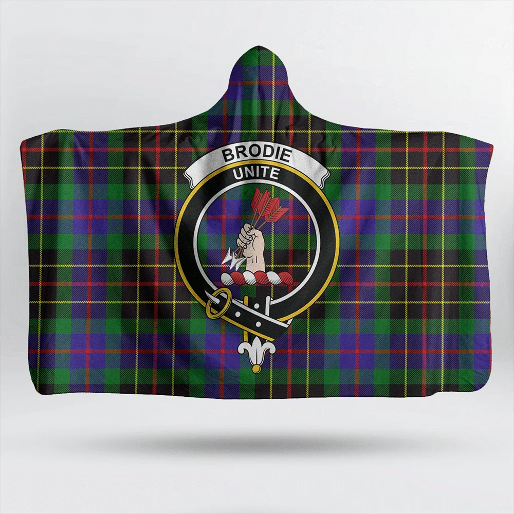 Brodie Hunting Modern Tartan Classic Crest Hooded Blanket