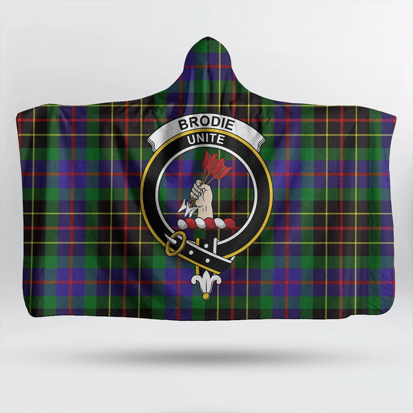 Brodie Hunting Modern Tartan Classic Crest Hooded Blanket