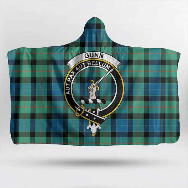 Gunn Ancient Tartan Classic Crest Hooded Blanket