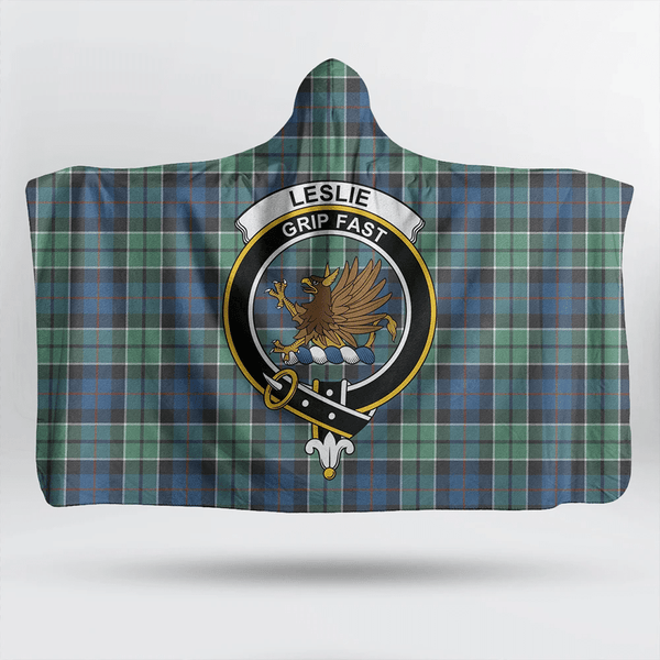 Leslie Hunting Tartan Classic Crest Hooded Blanket