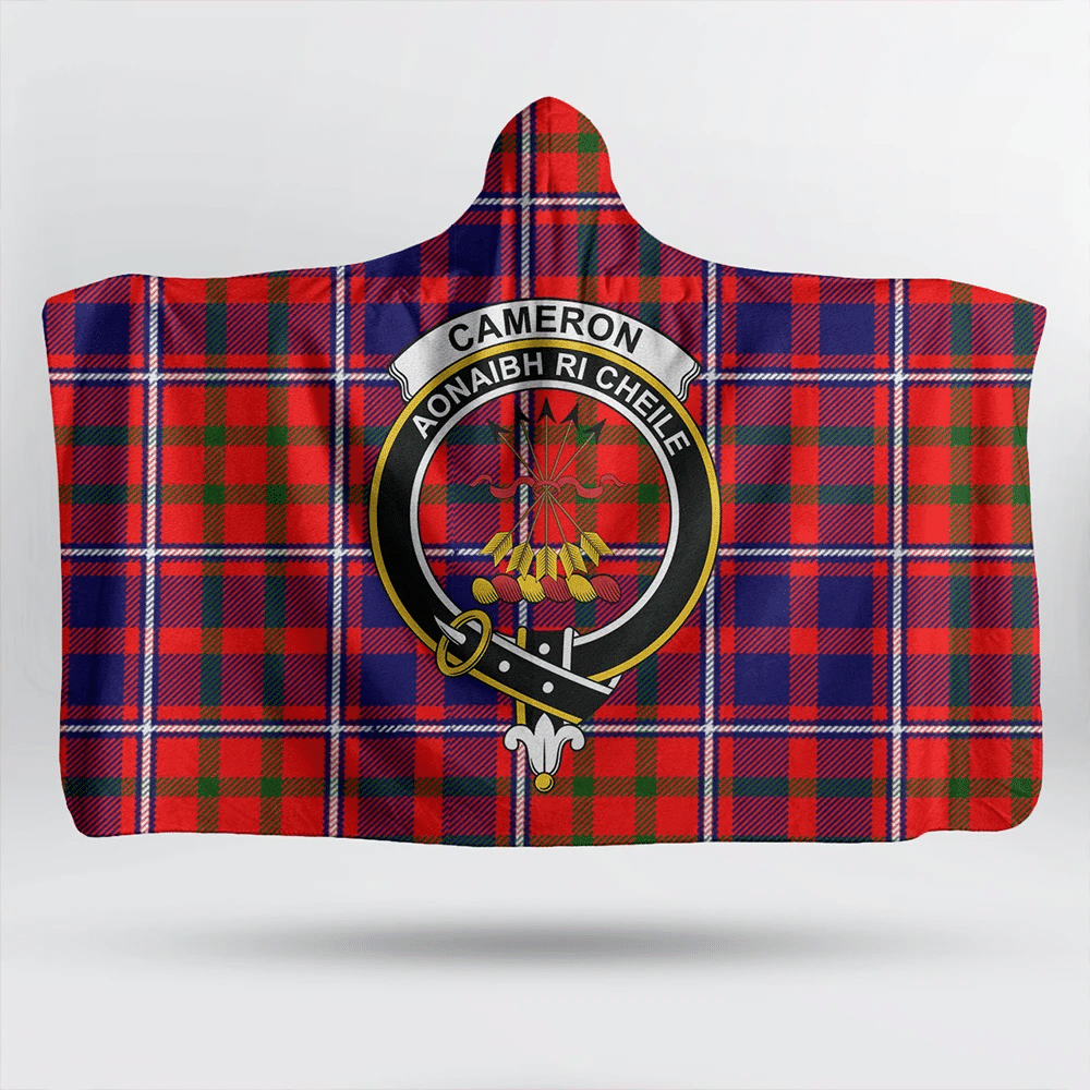 Cameron of Lochiel Modern Tartan Classic Crest Hooded Blanket