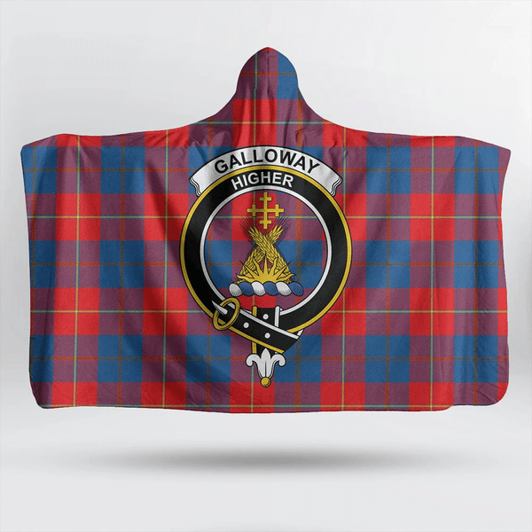 Galloway Red Tartan Classic Crest Hooded Blanket