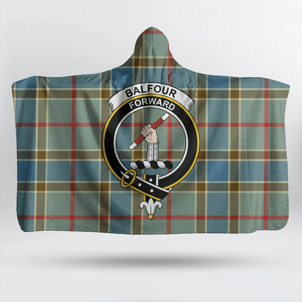 Balfour Blue Tartan Classic Crest Hooded Blanket