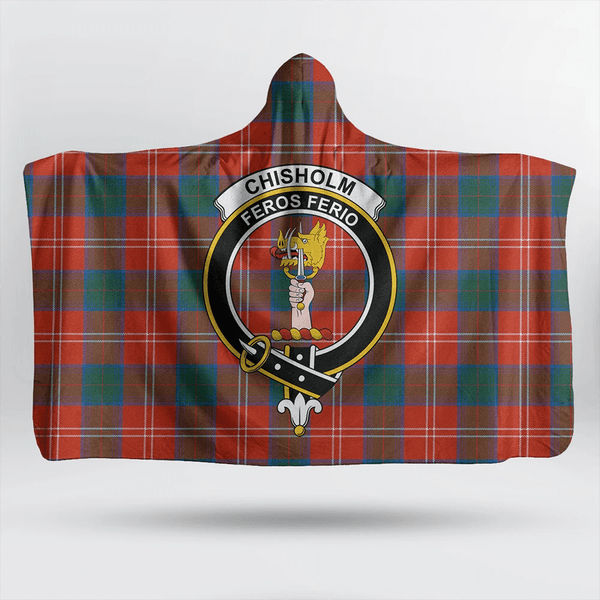 Chisholm Ancient Tartan Classic Crest Hooded Blanket