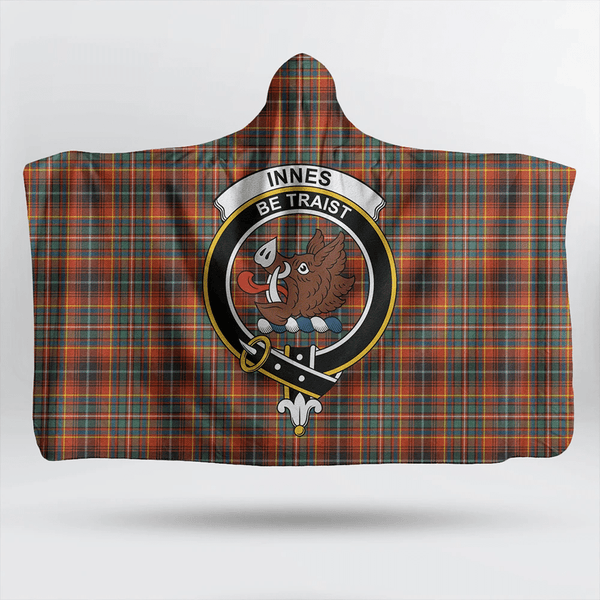 Innes Ancient Tartan Classic Crest Hooded Blanket