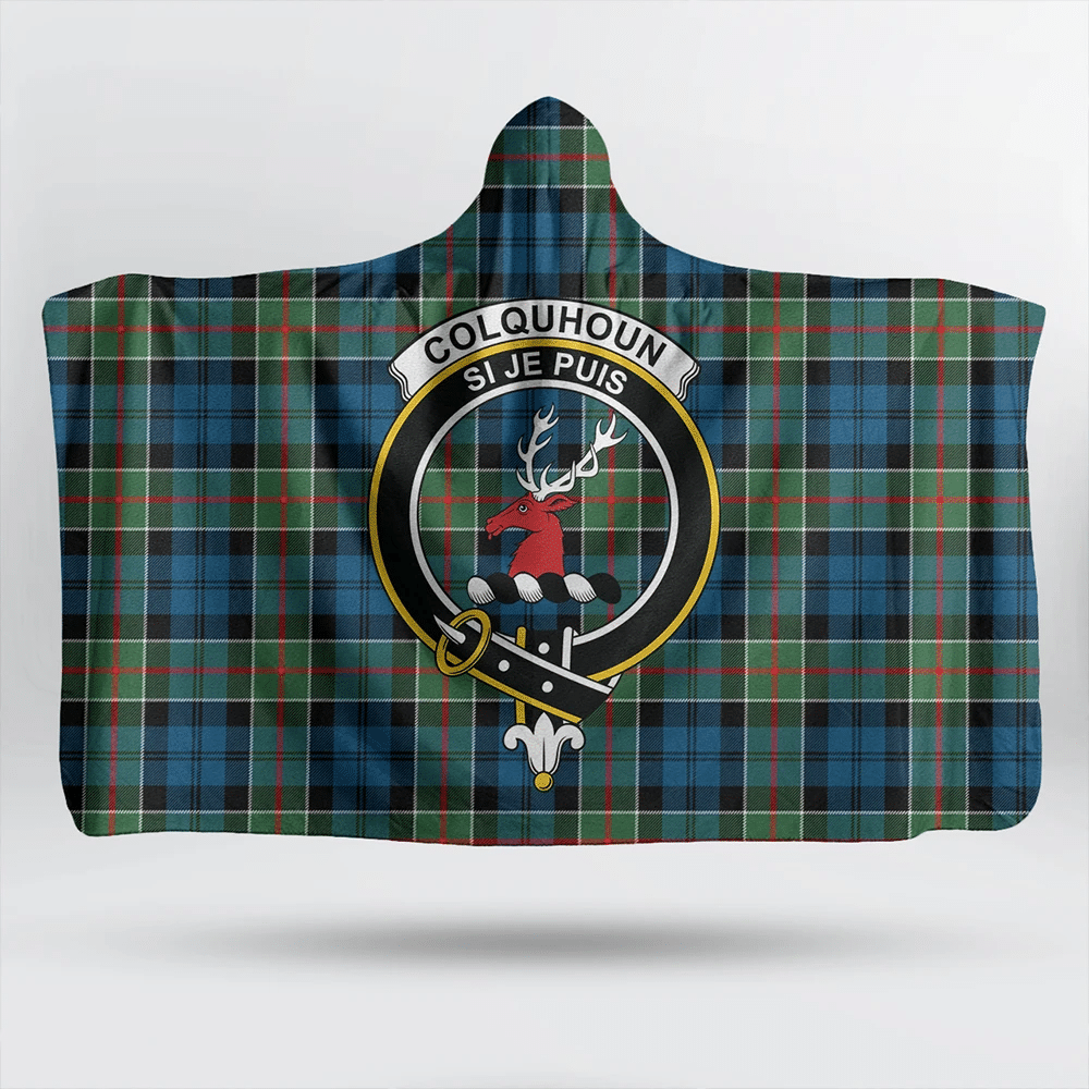 Colquhoun Ancient Tartan Classic Crest Hooded Blanket