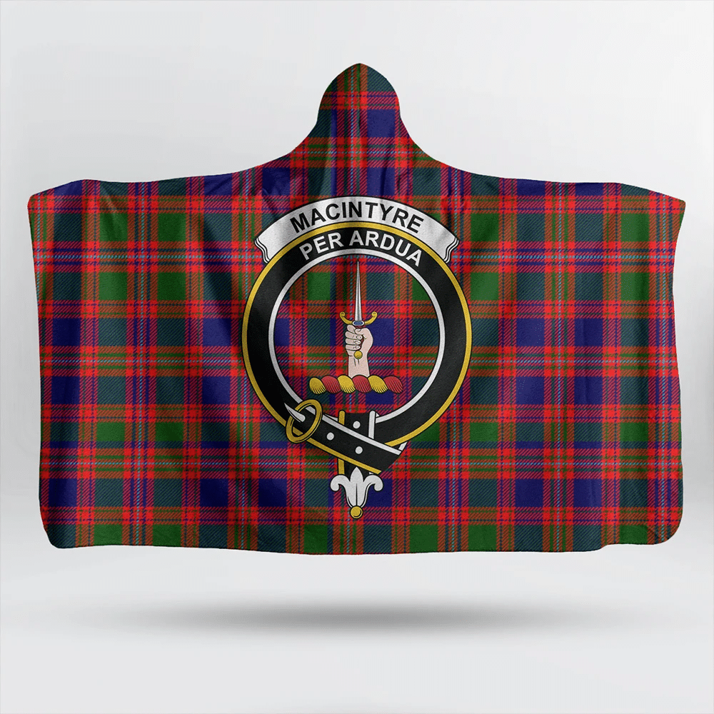 Shaw Green Modern Tartan Classic Crest Hooded Blanket