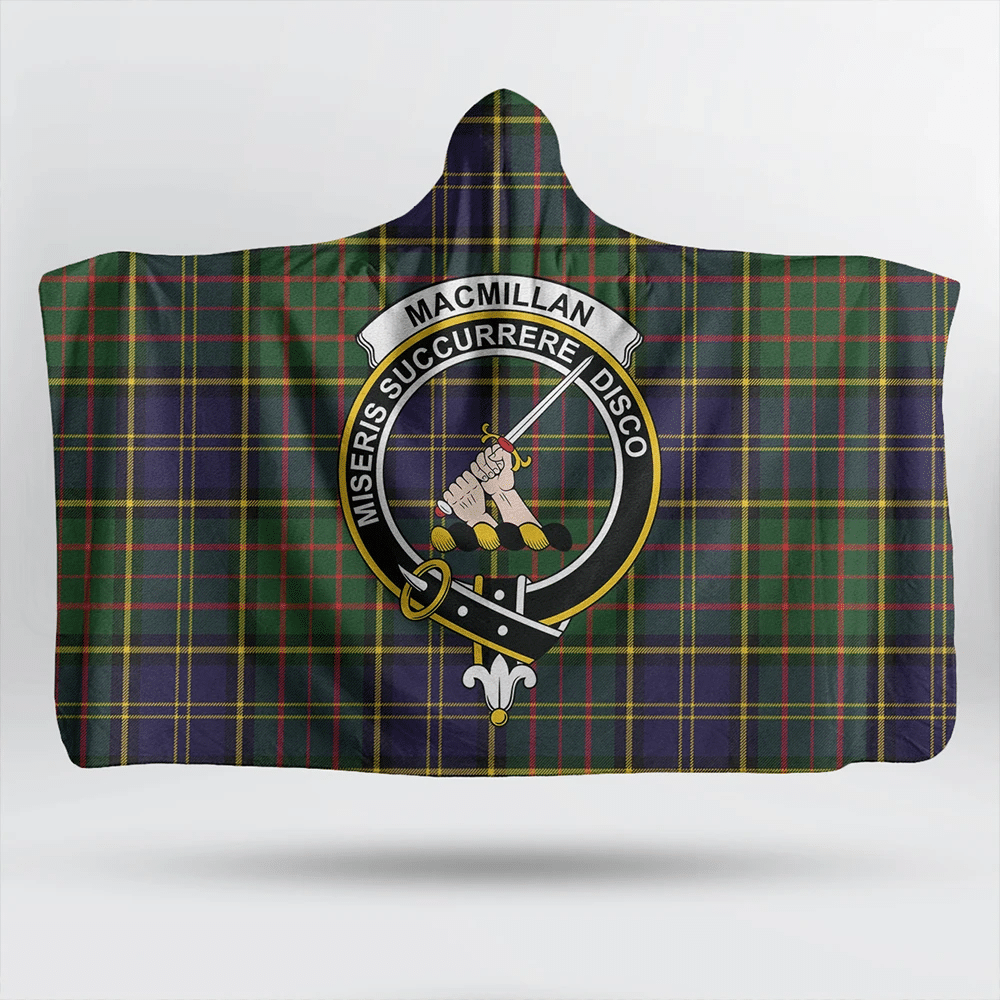 Wallace Hunting - Green Tartan Classic Crest Hooded Blanket