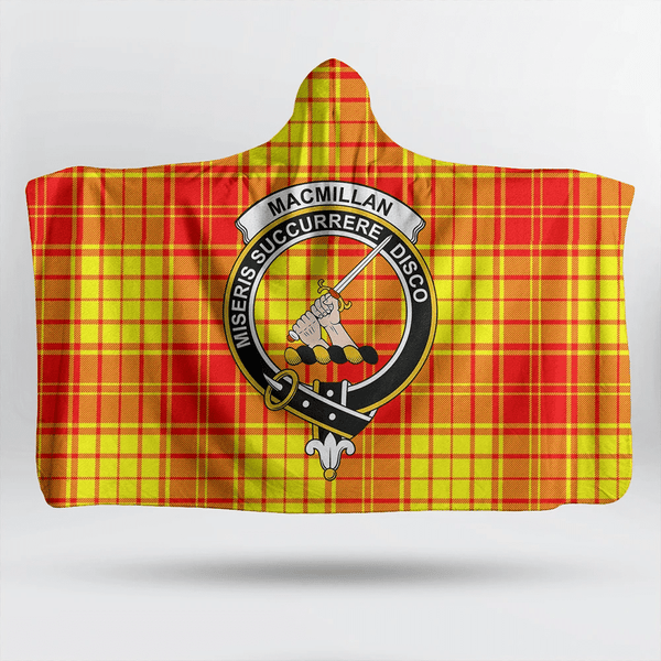 Urquhart Broad Red Ancient Tartan Classic Crest Hooded Blanket