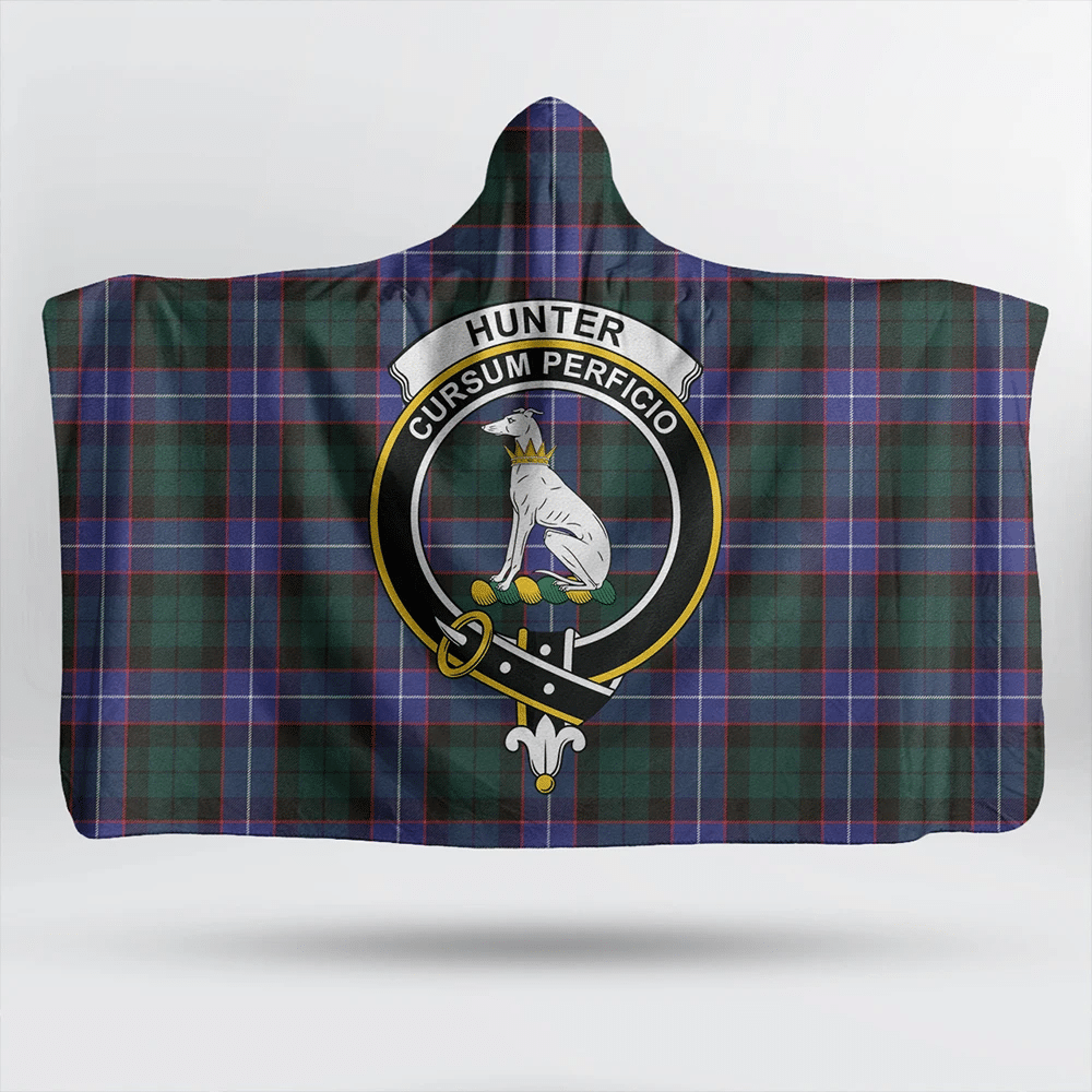 Hunter Modern Tartan Classic Crest Hooded Blanket