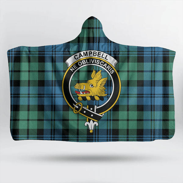 Campbell Ancient 01 Tartan Classic Crest Hooded Blanket