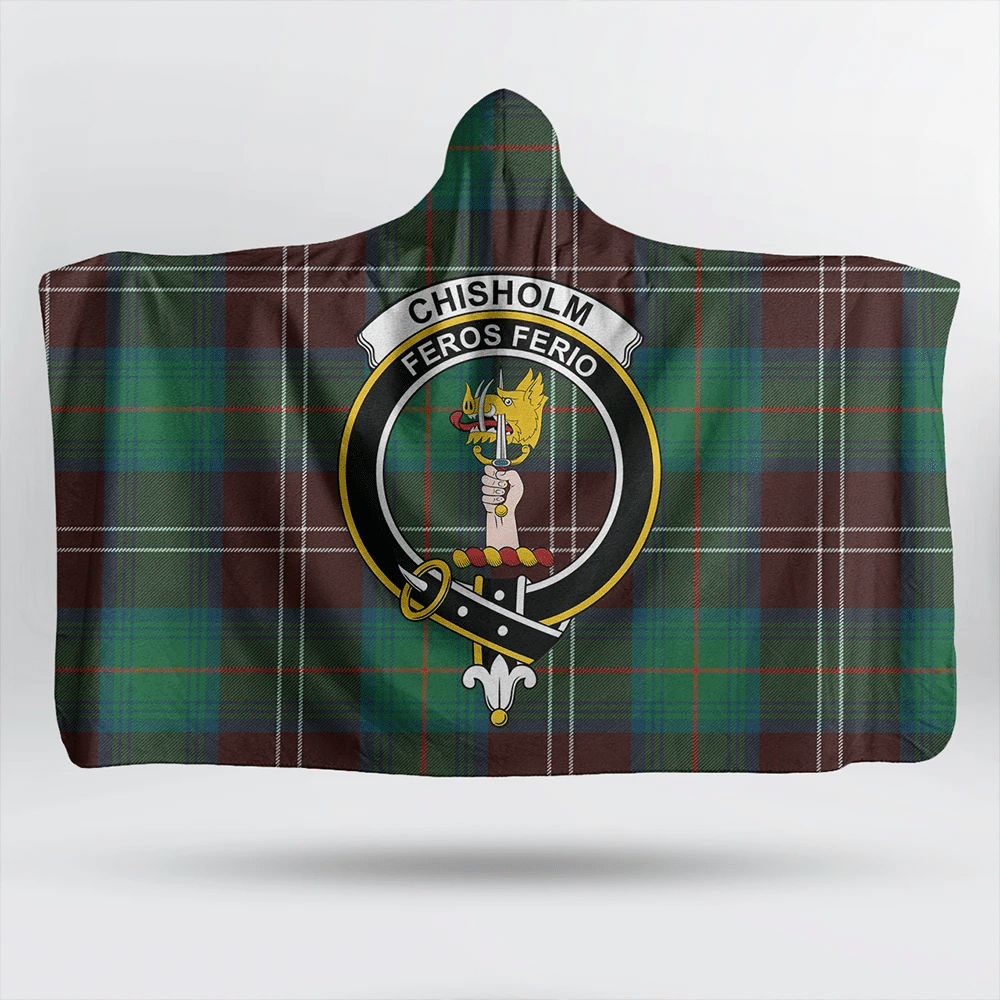 Chisholm Hunting Ancient Tartan Classic Crest Hooded Blanket