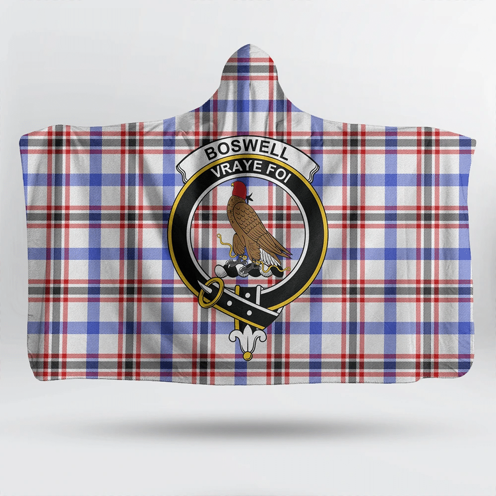 Boswell Modern Tartan Classic Crest Hooded Blanket