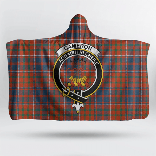 Cameron of Lochiel Ancient Tartan Classic Crest Hooded Blanket