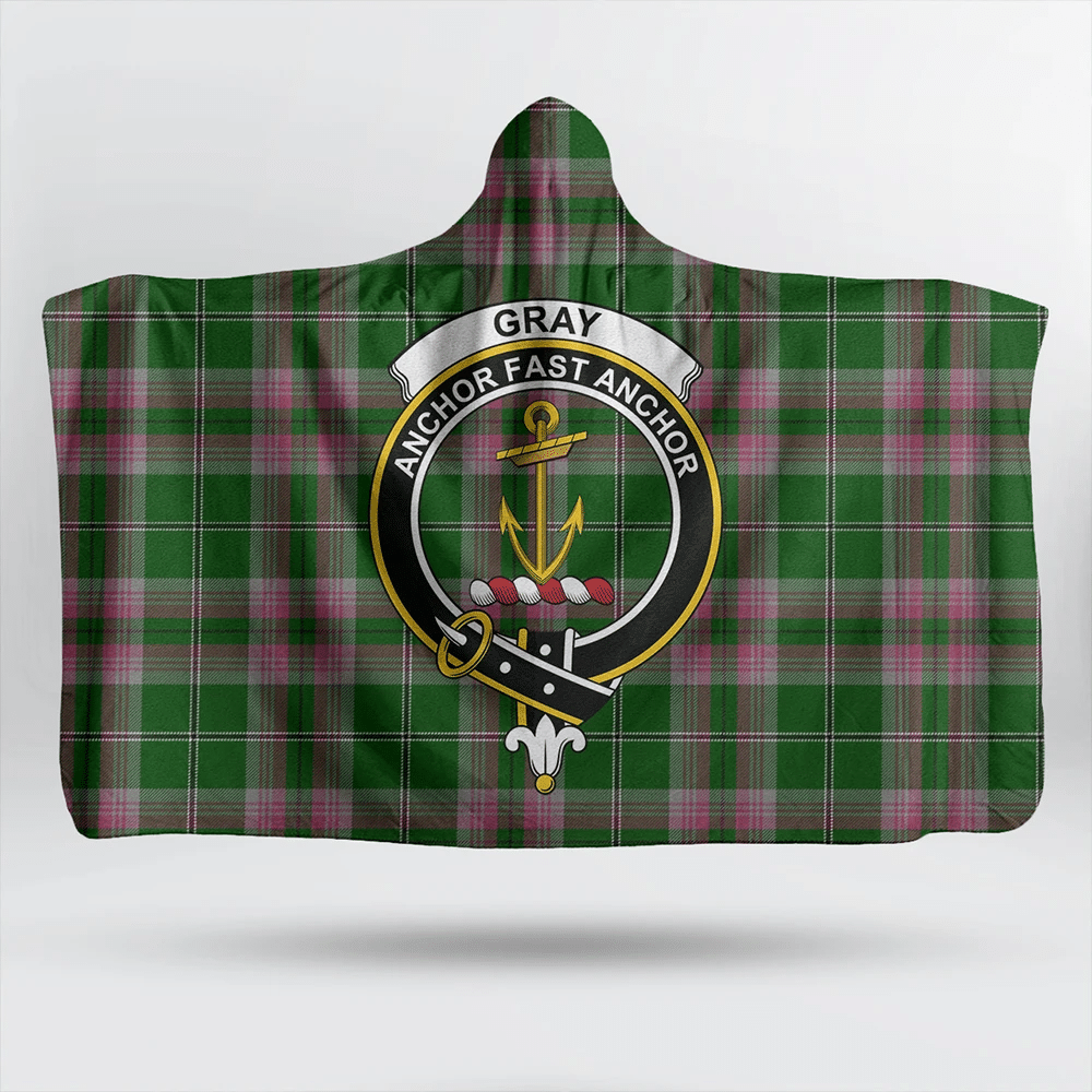 Gray Tartan Classic Crest Hooded Blanket