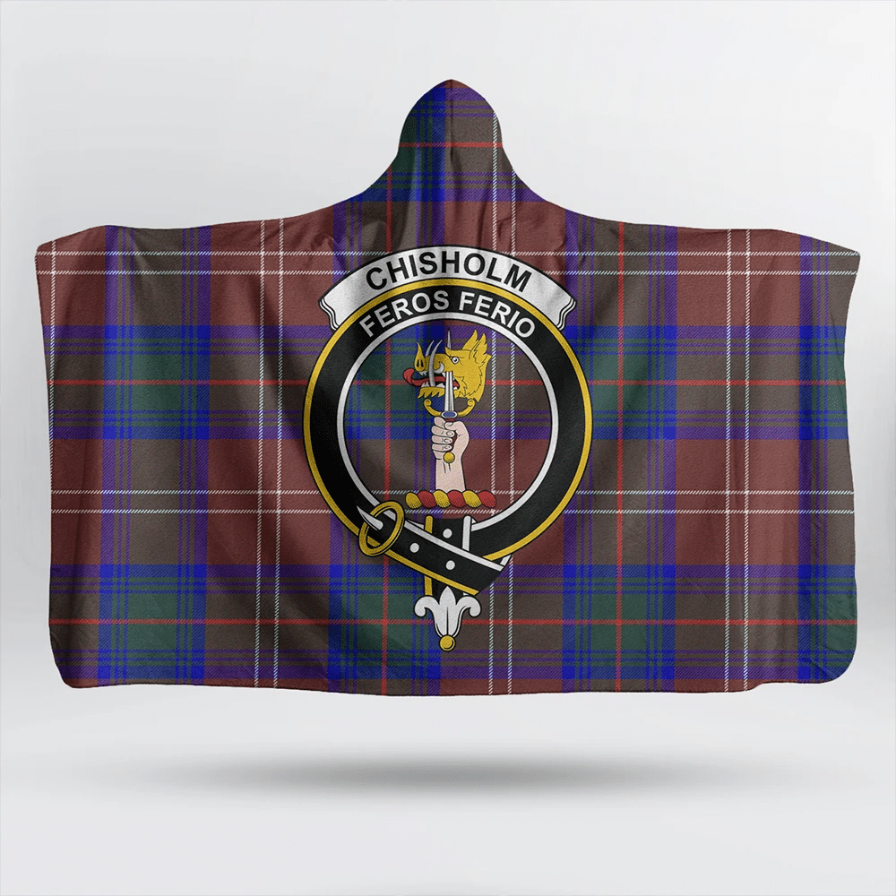 Chisholm Hunting Modern Tartan Classic Crest Hooded Blanket