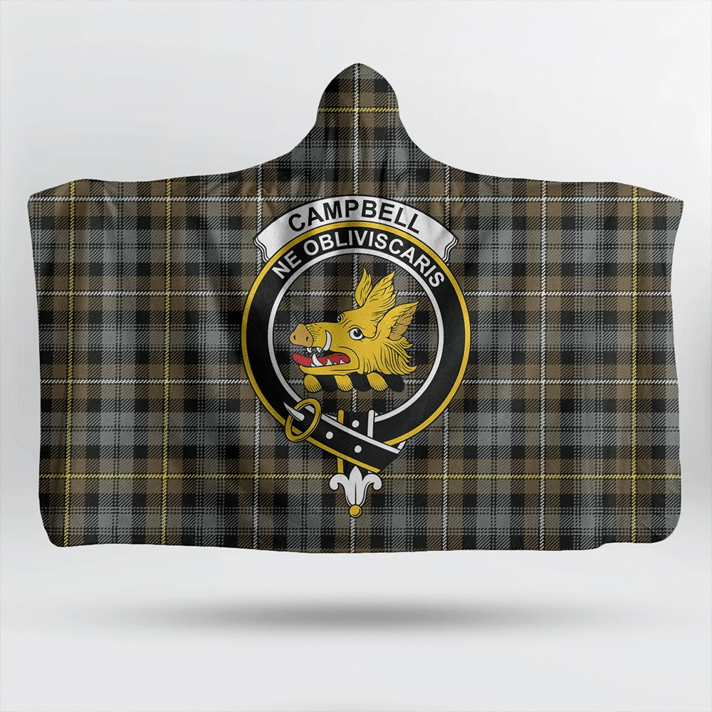 Campbell Argyll Weathered Tartan Classic Crest Hooded Blanket