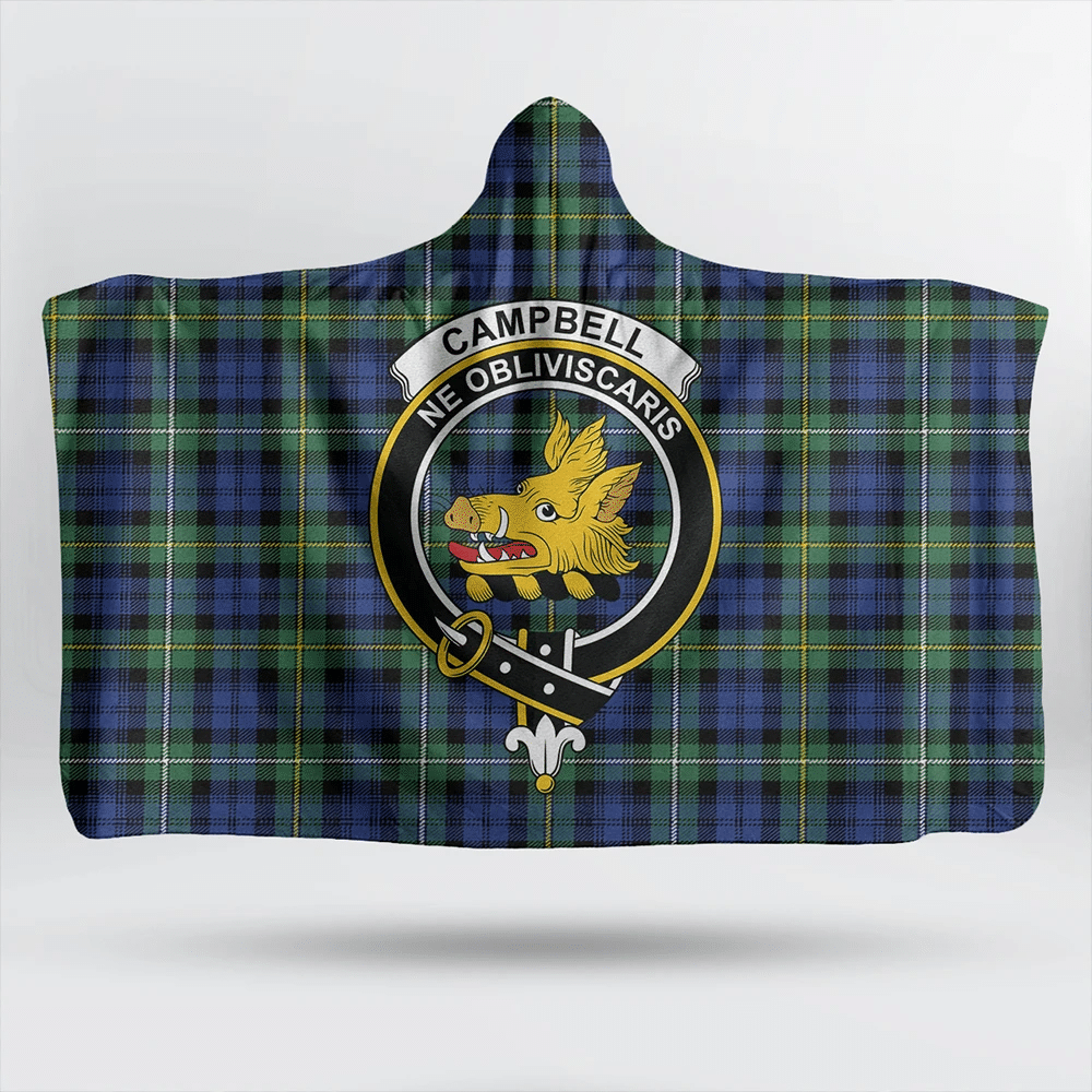 Campbell Argyll Ancient Tartan Classic Crest Hooded Blanket