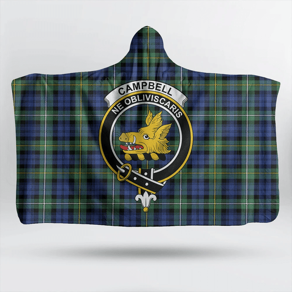 Campbell Argyll Ancient Tartan Classic Crest Hooded Blanket