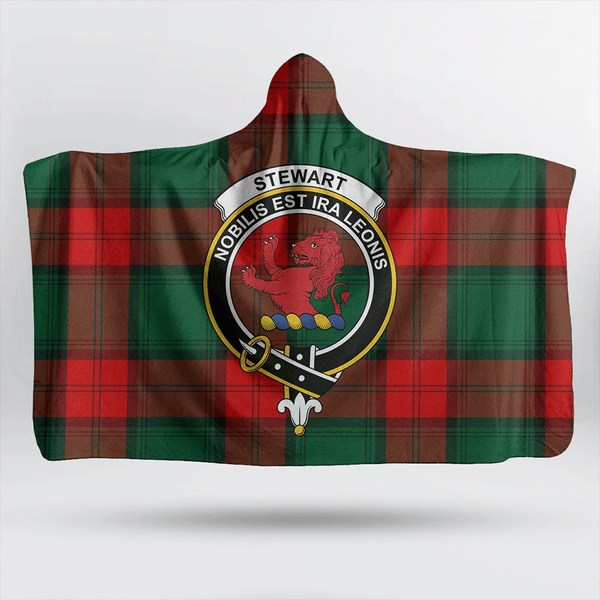 Menzies Black & White Modern Tartan Classic Crest Hooded Blanket