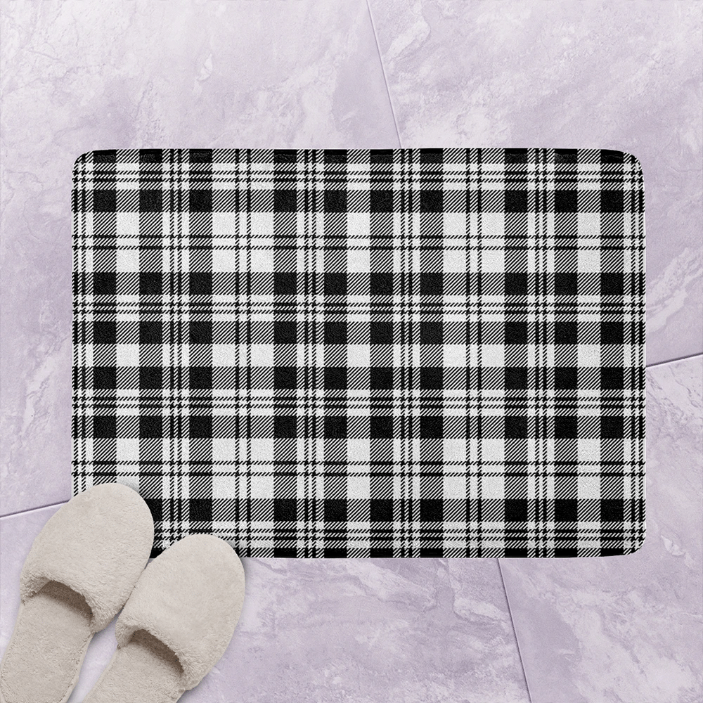 Scott Black & White Modern Tartan Classic Bathroom Mat