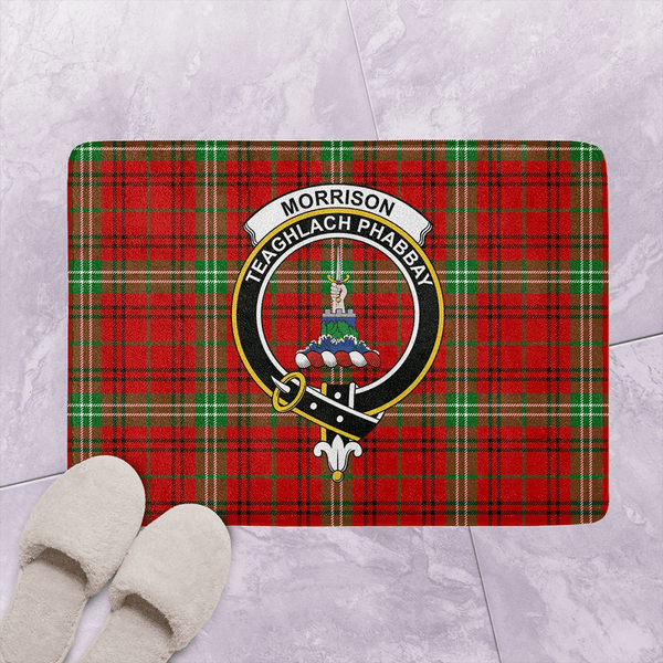 Morrison Red Modern Tartan Classic Crest Bathroom Mat