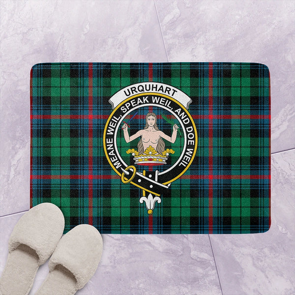 Urquhart Broad Red Ancient Tartan Classic Crest Bathroom Mat