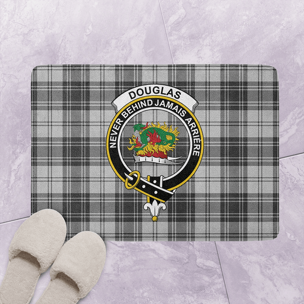 Douglas Grey Modern Tartan Classic Crest Bathroom Mat