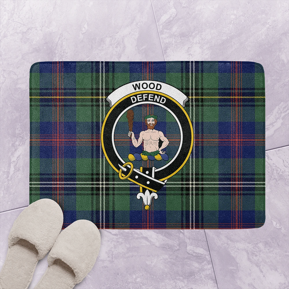 Wood Modern Tartan Classic Crest Bathroom Mat