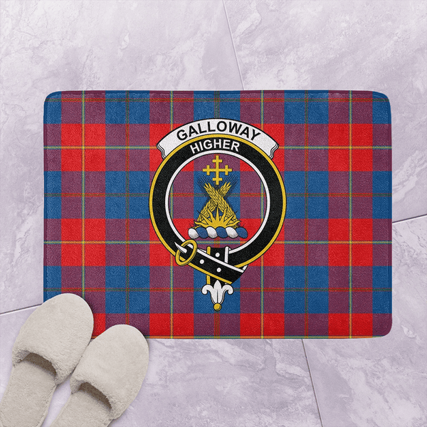 Galloway Red Tartan Classic Crest Bathroom Mat