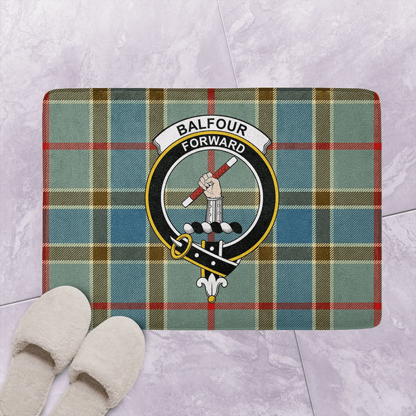 Balfour Blue Tartan Classic Crest Bathroom Mat