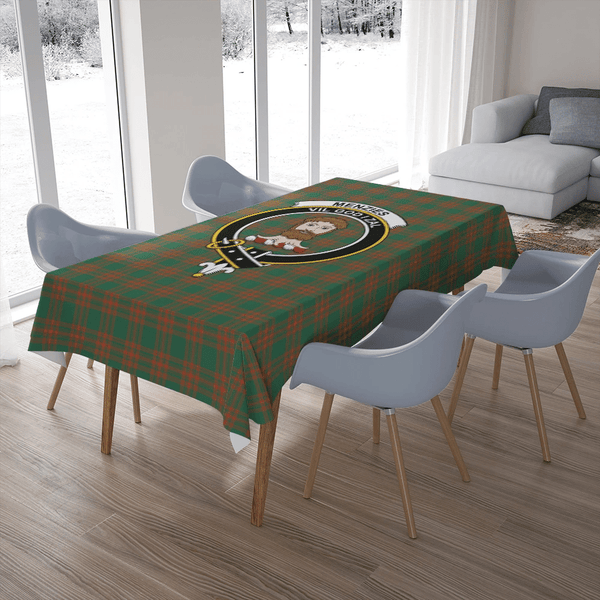 Menzies Green Ancient Tartan Classic Crest Tablecloth