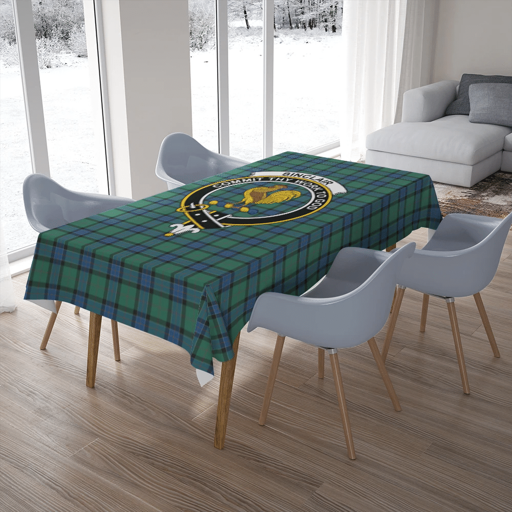 Sinclair Hunting Ancient Tartan Classic Crest Tablecloth