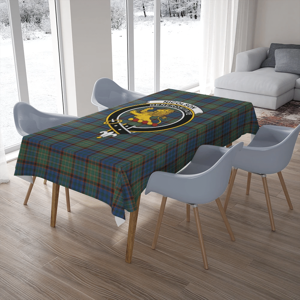 Nicolson Hunting Ancient Tartan Classic Crest Tablecloth