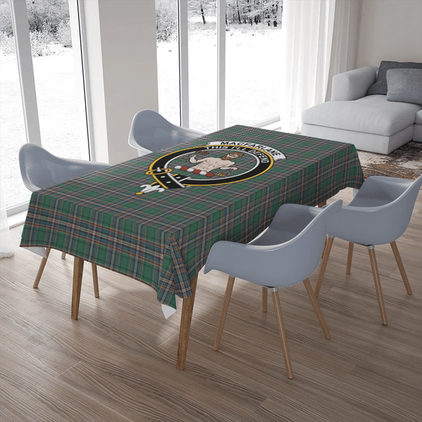 MacFarlane Hunting Ancient Tartan Classic Crest Tablecloth